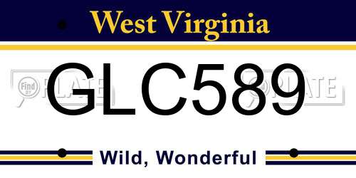 GLC589 West Virginia License Plate
