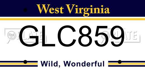 GLC859 West Virginia License Plate