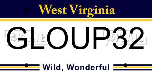 GLOUP32 West Virginia License Plate