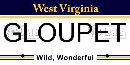 GLOUPET West Virginia License Plate