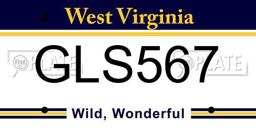 GLS567 West Virginia License Plate