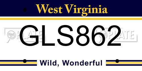 GLS862 West Virginia License Plate