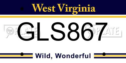 GLS867 West Virginia License Plate