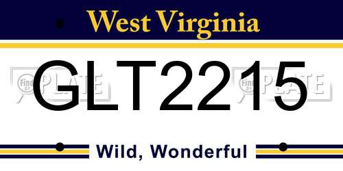 GLT2215 West Virginia License Plate
