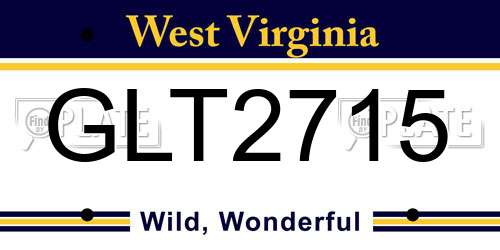 GLT2715 West Virginia License Plate