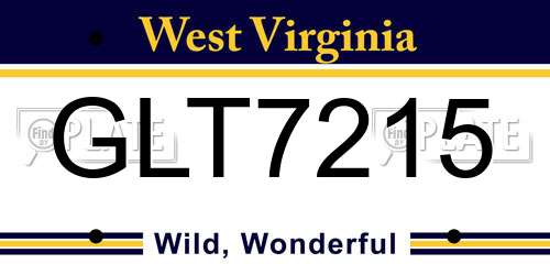 GLT7215 West Virginia License Plate