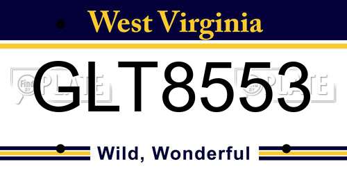 GLT8553 West Virginia License Plate