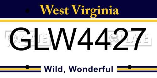 GLW4427 West Virginia License Plate