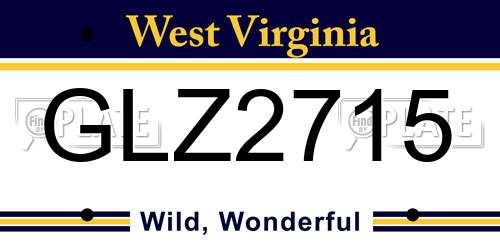 GLZ2715 West Virginia License Plate