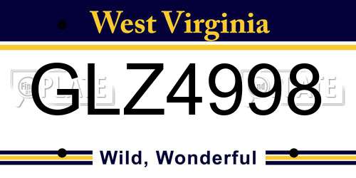 GLZ4998 West Virginia License Plate
