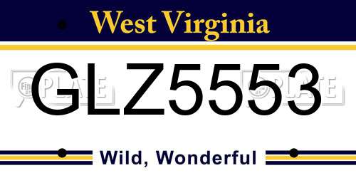 GLZ5553 West Virginia License Plate