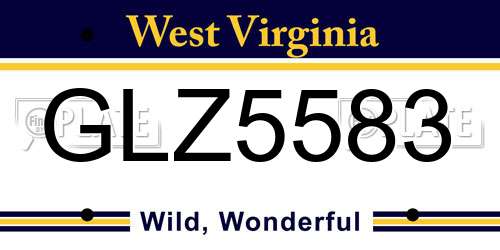 GLZ5583 West Virginia License Plate