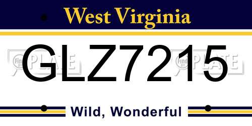 GLZ7215 West Virginia License Plate