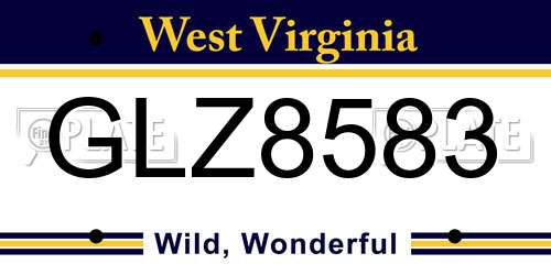 GLZ8583 West Virginia License Plate