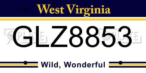 GLZ8853 West Virginia License Plate