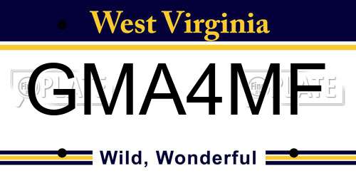 GMA4MF West Virginia License Plate