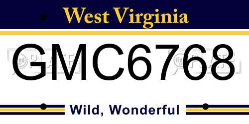 GMC6768 West Virginia License Plate