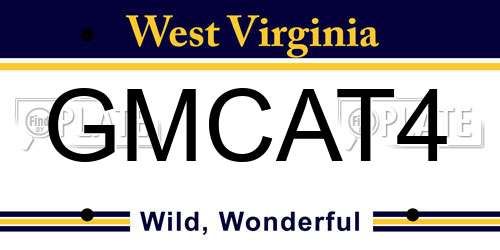 GMCAT4 West Virginia License Plate