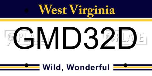 GMD32D West Virginia License Plate