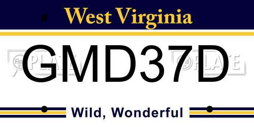 GMD37D West Virginia License Plate