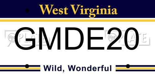 GMDE20 West Virginia License Plate