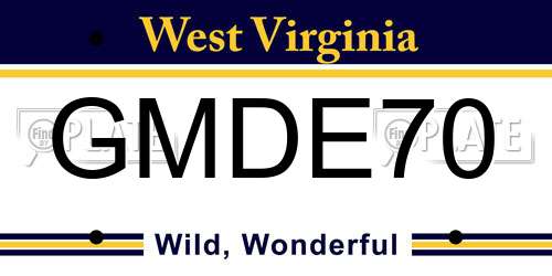GMDE70 West Virginia License Plate