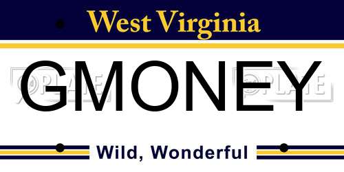 GMONEY West Virginia License Plate