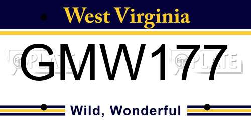 GMW177 West Virginia License Plate