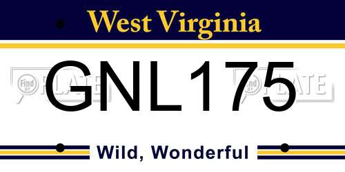 GNL175 West Virginia License Plate