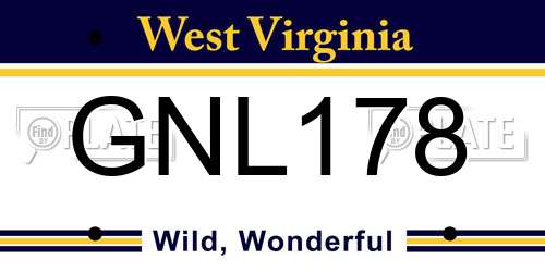 GNL178 West Virginia License Plate