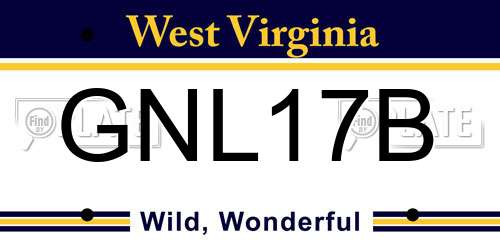GNL17B West Virginia License Plate