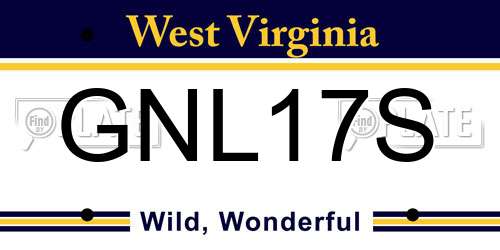 GNL17S West Virginia License Plate