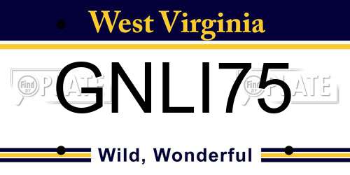 GNLI75 West Virginia License Plate