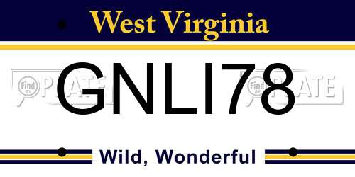 GNLI78 West Virginia License Plate