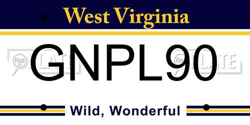 GNPL90 West Virginia License Plate
