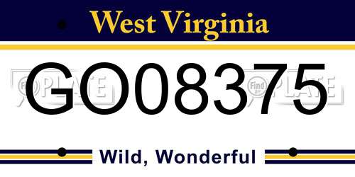 GO08375 West Virginia License Plate
