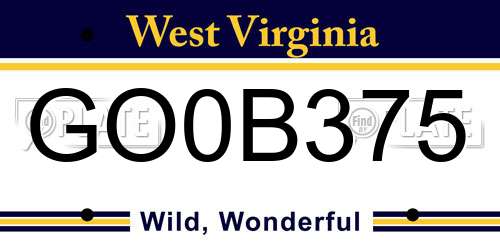 GO0B375 West Virginia License Plate