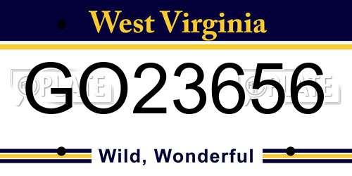 GO23656 West Virginia License Plate