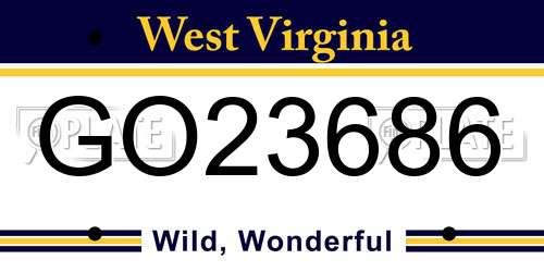 GO23686 West Virginia License Plate