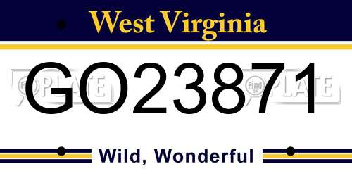 GO23871 West Virginia License Plate