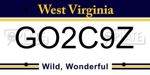 GO2C9Z West Virginia License Plate