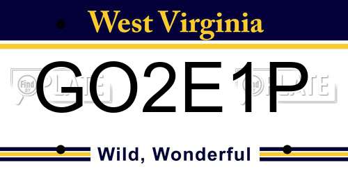 GO2E1P West Virginia License Plate