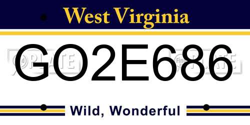 GO2E686 West Virginia License Plate