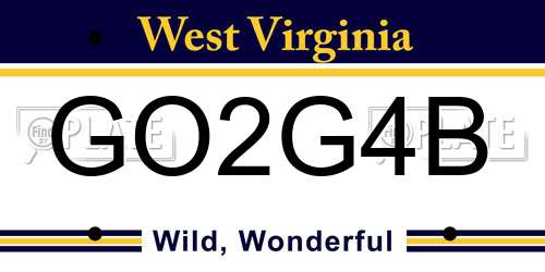 GO2G4B West Virginia License Plate