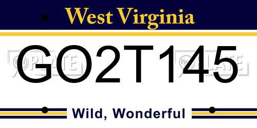 GO2T145 West Virginia License Plate