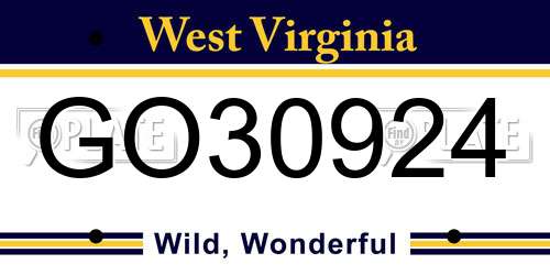 GO30924 West Virginia License Plate