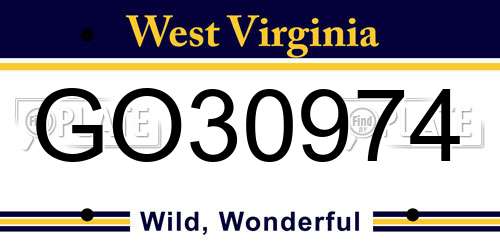 GO30974 West Virginia License Plate