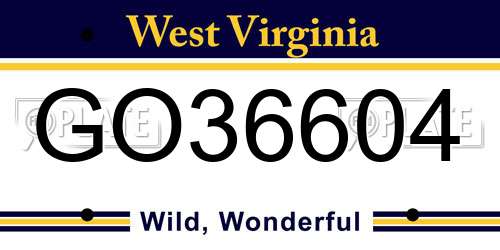 GO36604 West Virginia License Plate