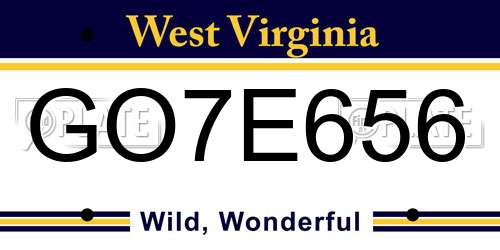 GO7E656 West Virginia License Plate