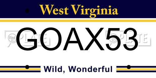 GOAX53 West Virginia License Plate